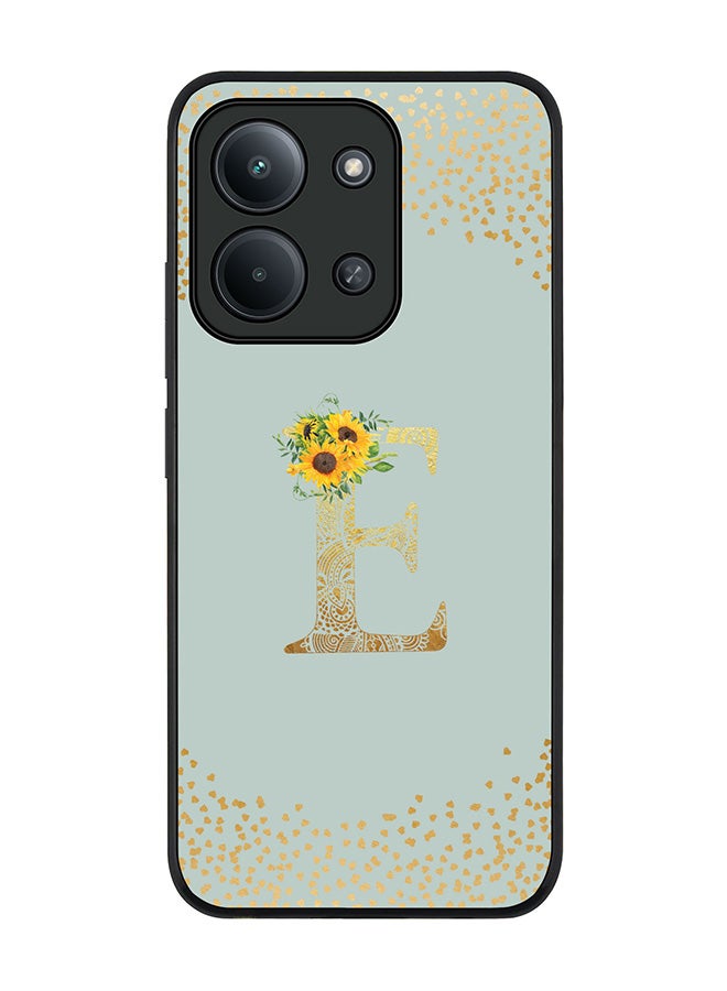 For Xiaomi Redmi 15C 4G Case,Slim fit Camera Protection, Shockproof Thin Phone cover  - Custom Floral Monogram - E  (Light Grey )